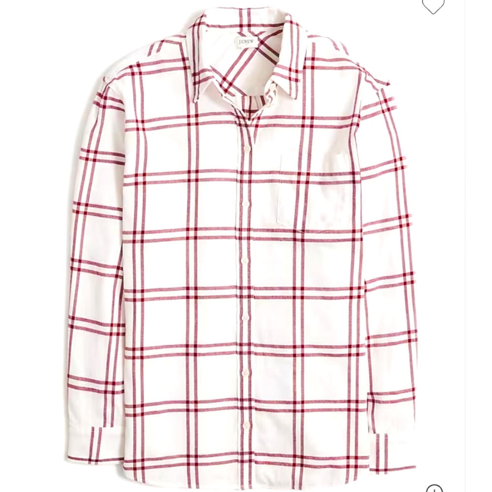 J. Crew Ivory Crimson Maple Flannel Shirt
